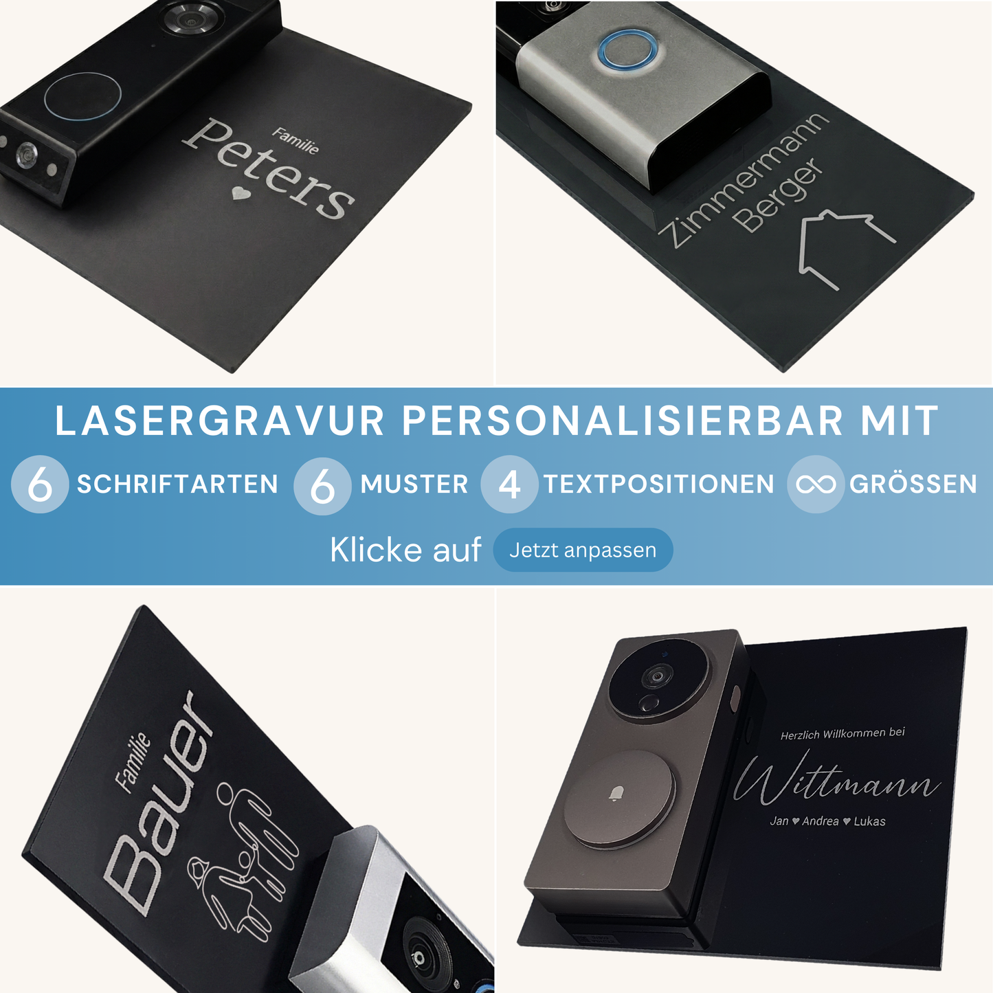 Klingelschild für Ring Akku-Videotürklingel Plus (Battery Video Doorbell Plus) (neueste Gen., 2.Gen)