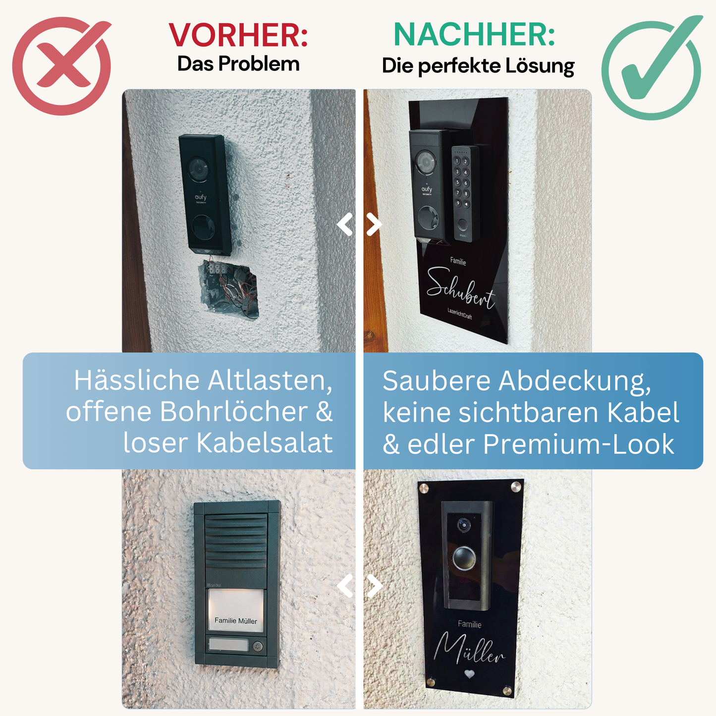 Klingelschild für Eufy Video Doorbell 2K HD (kabellos/akkubetrieben)