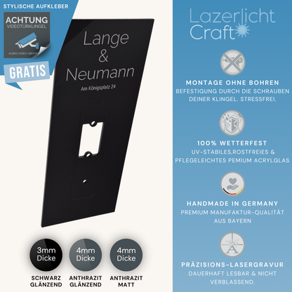 Klingelschild für Blink Videotürklingel (System) (Video Doorbell) mit Eck-/Winkelhalterung von Blink