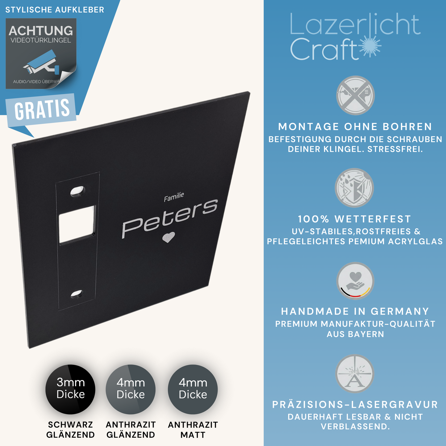 Klingelschild für Eufy Video Türklingel C30 & C31