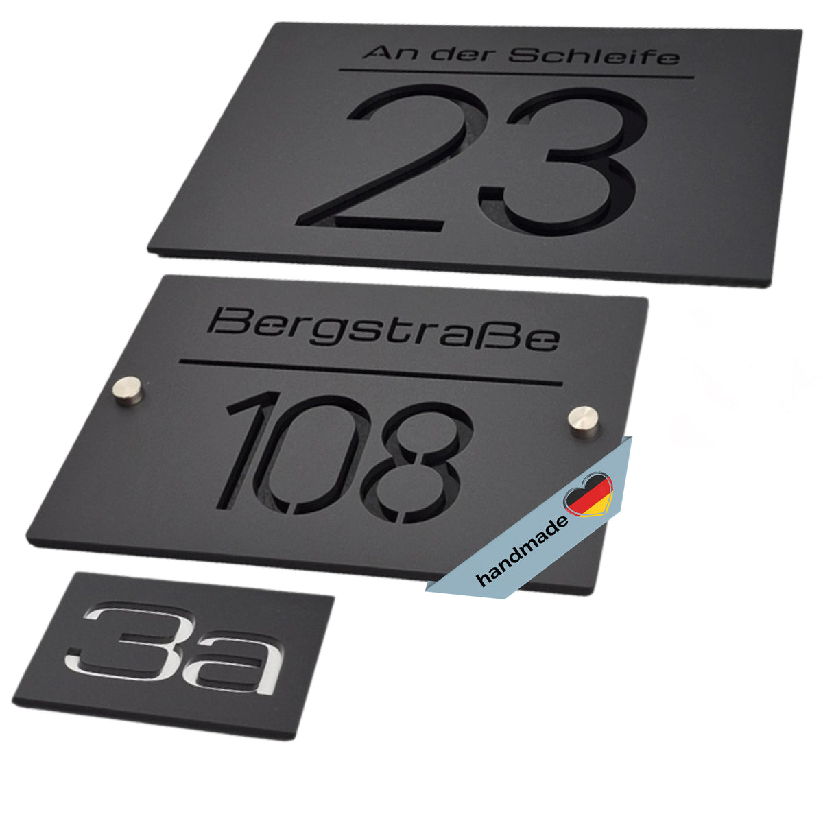 3D-Hausnummernschild personalisiert – ausgeschnittene Hausnummer mit Rückplatte