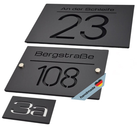 3D-Hausnummernschild personalisiert – ausgeschnittene Hausnummer mit Rückplatte