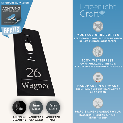 Klingelschild für Ring Akku-Videotürklingel (Battery Video Doorbell) (neueste Gen., 2.Gen)
