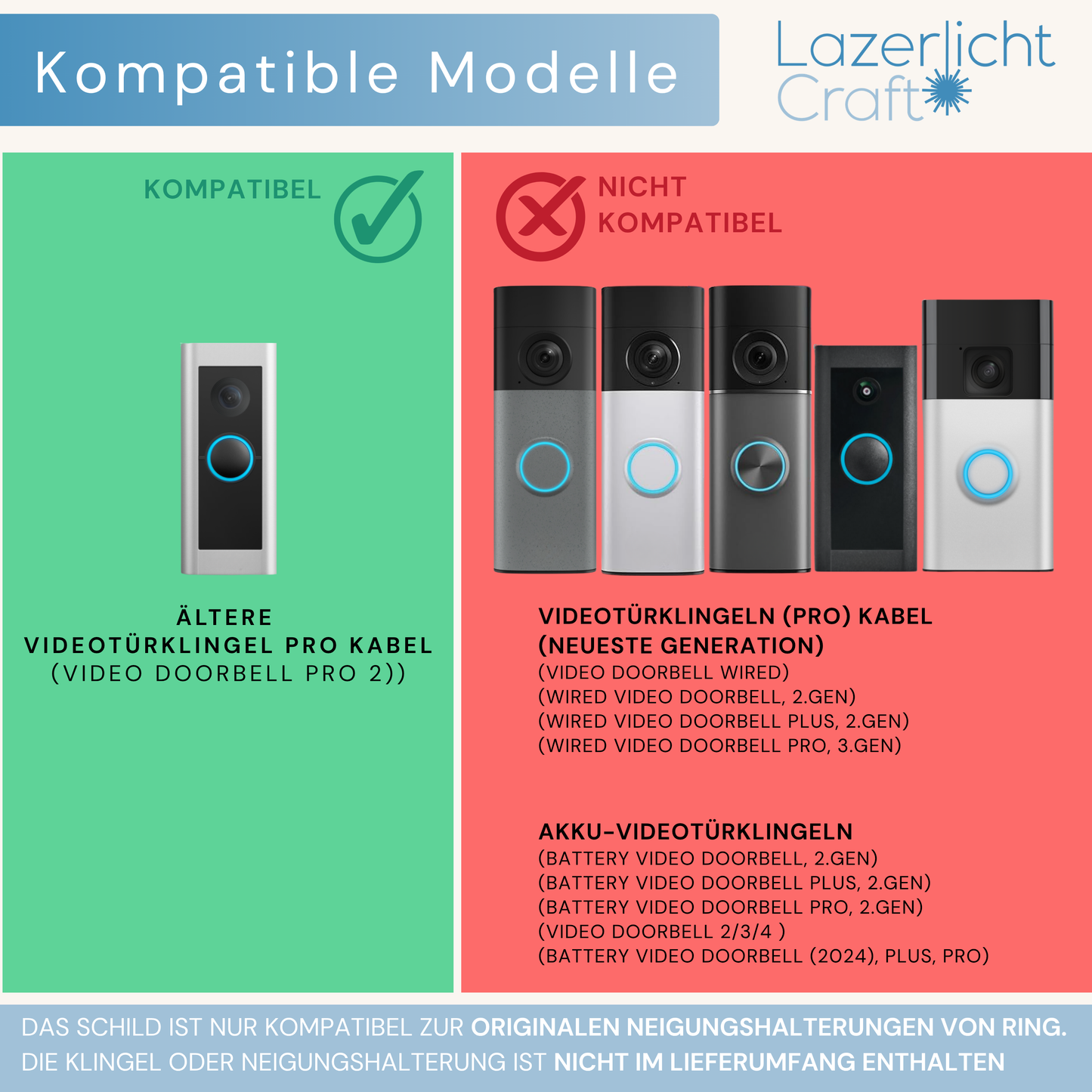 Klingelschild für Ring Doorbell Pro Kabel/Pro 2
