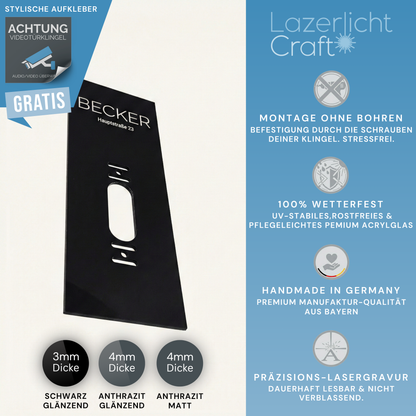 Klingelschild für Ring Akku-Videotürklingel Plus (Battery Video Doorbell Plus) (neueste Gen., 2.Gen)