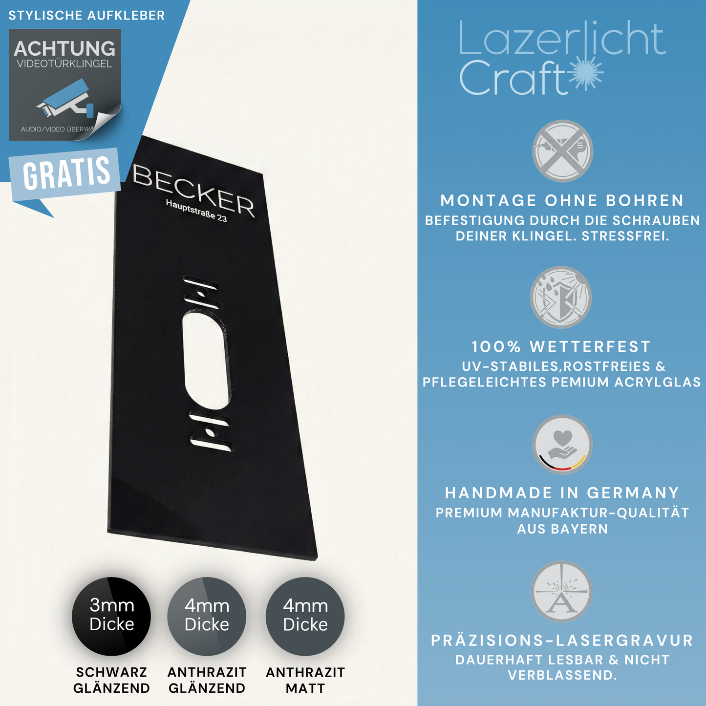 Klingelschild für Klingelschild für Ring Videotürklingel Kabel (Wired Video Doorbell) (neueste Generation,2.Gen)