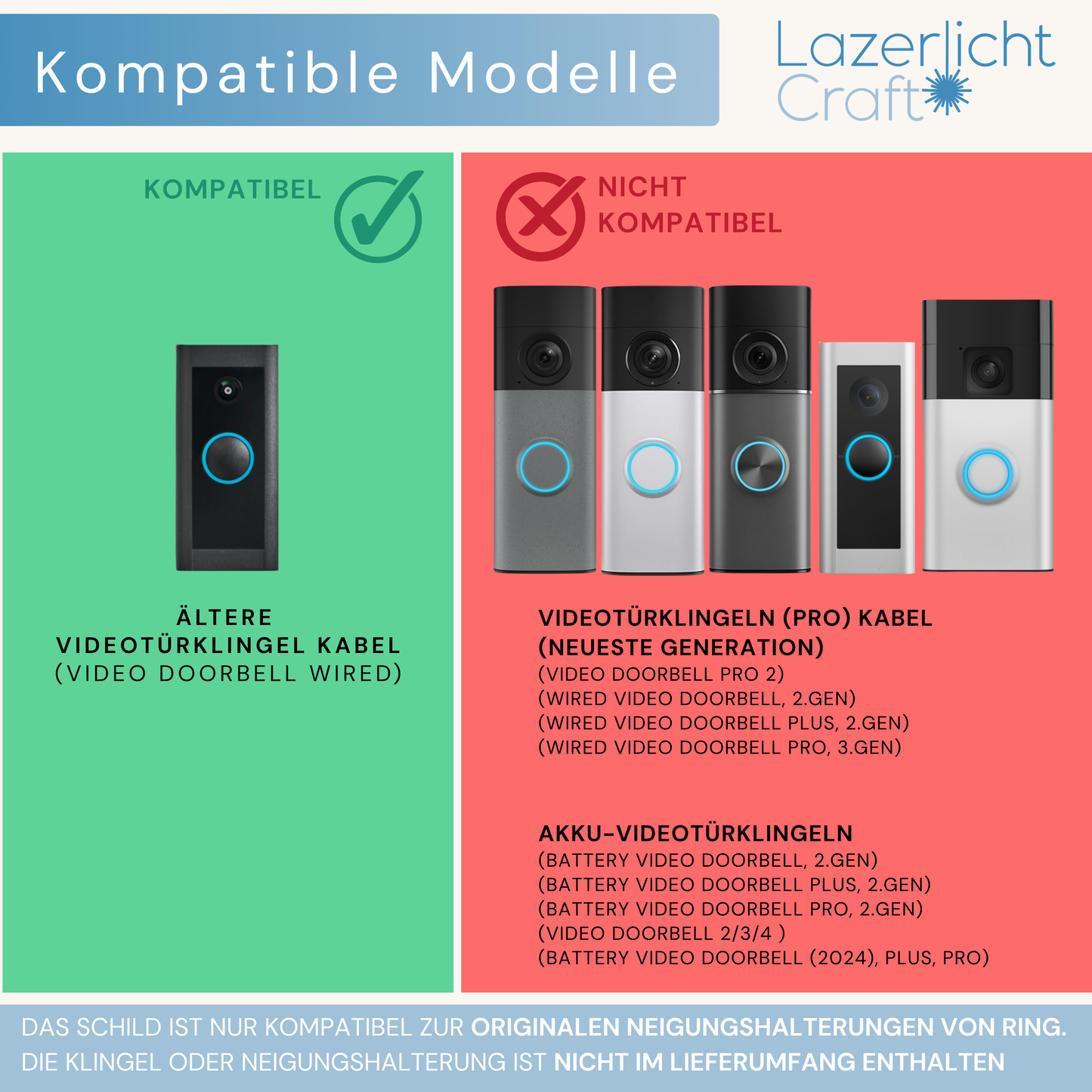 Klingelschild für Ring Video Doorbell Wired/Kabel