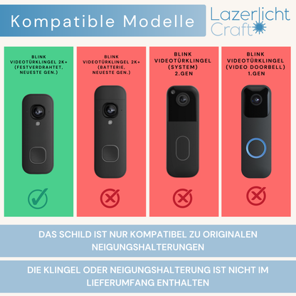 Klingelschild für Blink Videotürklingel 2K+ (festverdrahtet, neueste Gen.)